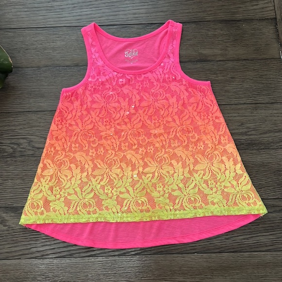 Girls hot pink Justice sparkly tank top - Picture 6 of 12